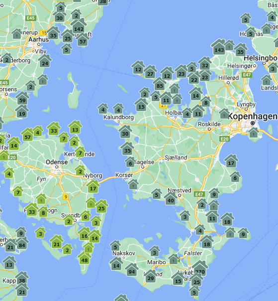Karte Fünen in Dänemark
